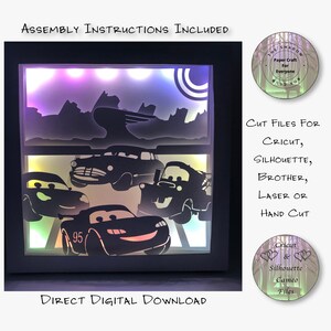 Papier découpé Shadow Box 3D Lightbox SVG PNG voiture Silhouette Cricut découpé au laser en couches carte coupe fichiers