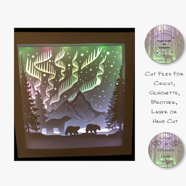 Aurora Borealis The Northern Lights Shadow Box, Star 3D Light Box, Cut Files for Cricut, Silhouette, Brother, Laser or Hand Cut Aurora Borealis The Northern Lights Shadow Box, Star 3D Light Box, Cut Files for Cricut, Silhouette, Brother, Laser or Hand Cut