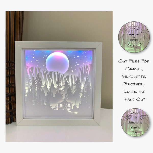 Mountain Forest Cabin Shadow Box SVG, Layered Card Stock Cut Files For Cricut, Silhouette Cameo, Brother or Hand Cutting Mountain Forest Cabin Shadow Box SVG, Layered Card Stock Cut Files For Cricut, Silhouette Cameo, Brother or Hand Cutting