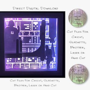 Papier découpé Shadow Box 3D Lightbox SVG PNG étoile 5 Cricut Silhouette découpé au laser en couches carte coupe fichiers
