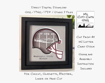 Washington Grizzly Stadium Montana Paper Cut Lightbox SVG, Cricut, Silhouette (Digital Download)