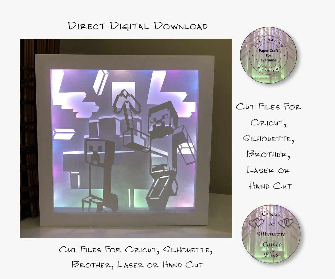Paper Cut Shadow Box 3D Lightbox SVG PNG Gamer Cricut Silhouette Hand ...