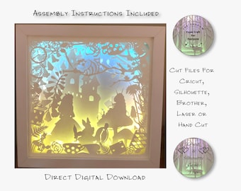 Alice in Wonderland Shadow Box SVG, 3D Paper Cut Lightbox (Digital Download)