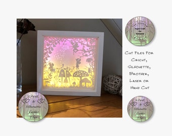 Fairy Garden Shadow Box SVG, 3D Paper Cut Lightbox (Digital Download)