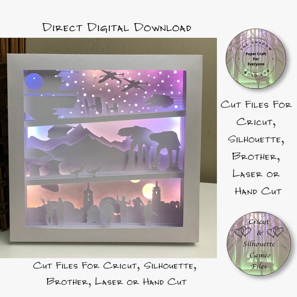 Star Shadow Box, Paper Craft 3D Light Up Wars Shadow Box Cutting Files for Cricut, Silhouette, Brother, Laser or Hand Cut