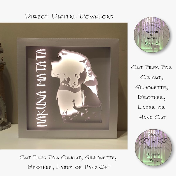 Lion Shadow Box SVG, Layered Card Stock Cut Files For Cricut, Silhouette Cameo, Brother or Hand Cutting