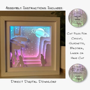 Papier découpé Shadow Box 3D Lightbox SVG PNG Étoile 8 Cricut Silhouette découpé au laser en couches carte coupe fichiers