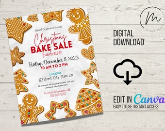 DOWNLOAD DIGITALE IMMEDIATO Volantino vendita dolci / Natale / Invito stampa a casa / Modello Canva