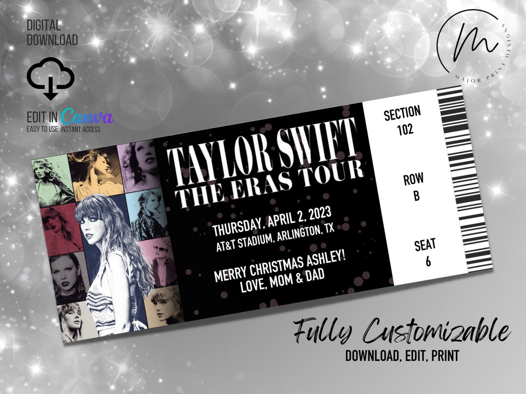 Editable Printable Taylor Swift the Era Tour Concert Ticket - Etsy