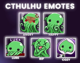 Cthulhu Twitch oder Discord Emotes 5-Emote Pack / Mind Flayer Bundle Lustig Süß / Kawaii / Meme / Chibi / Tintenfisch / Oktopus