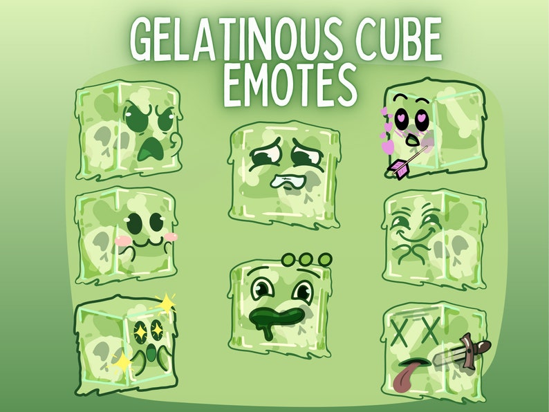 Gelatinous Cube Emotes for Twitch or Discord D&D Monster Emote Set