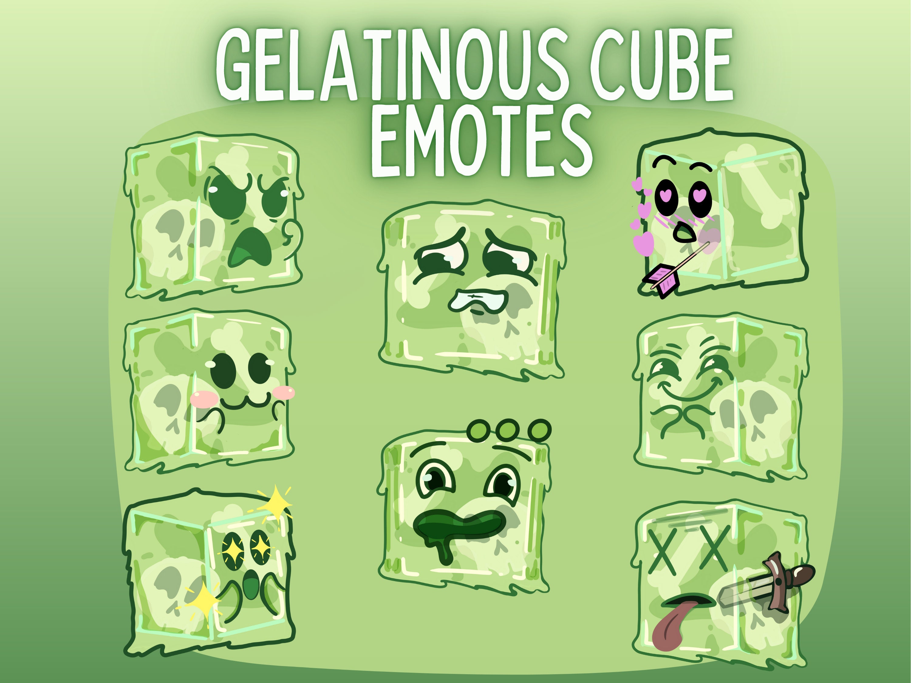 Gelatinous Cube Emotes for Twitch or Discord D&D Monster Emote Set