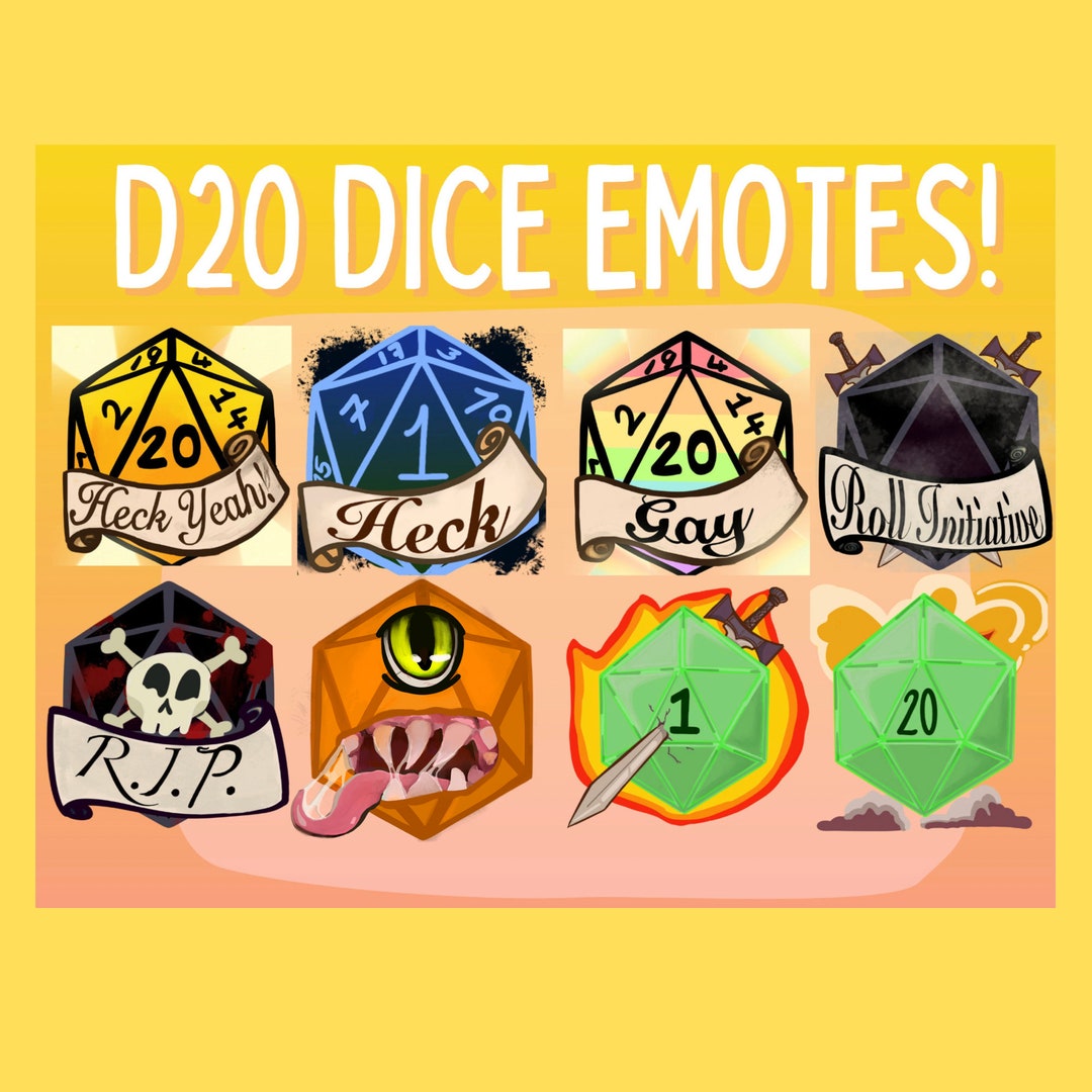 D20 Dice Emote Set for Twitch, Discord, Youtube Etsy