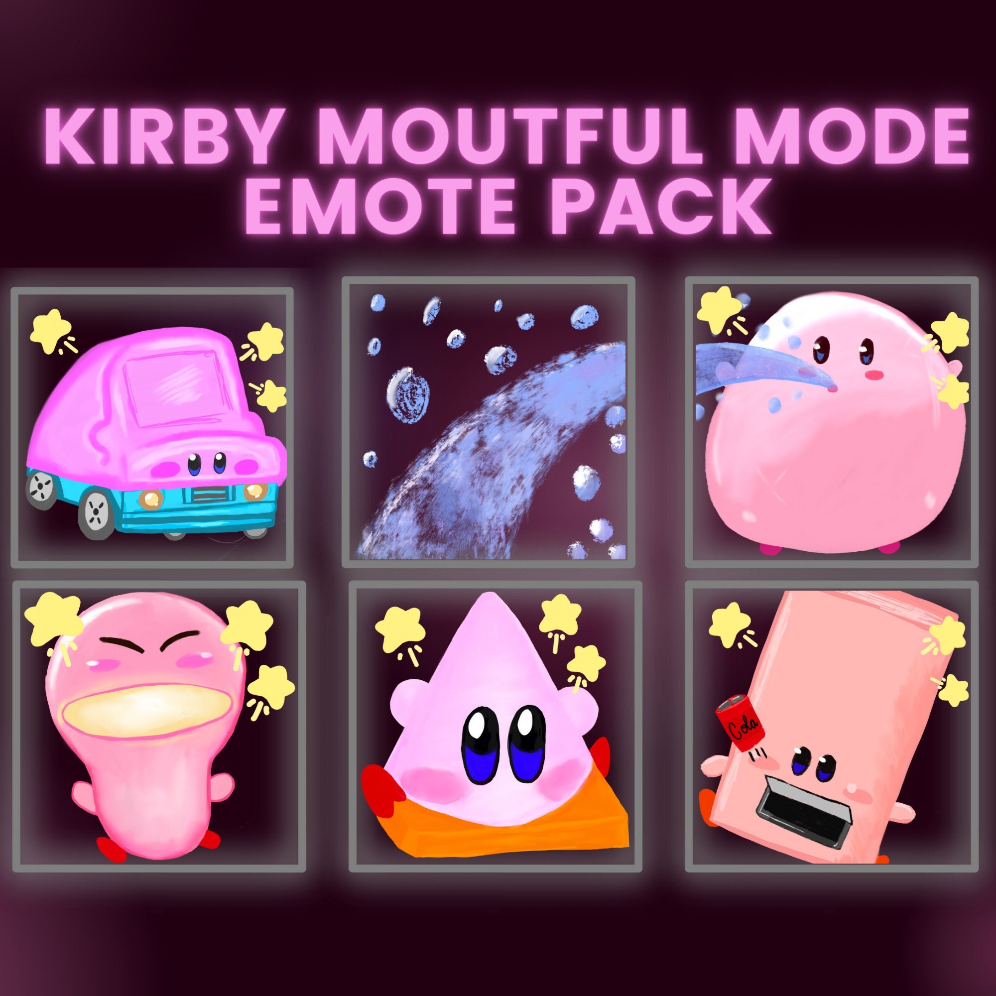 Kirby Mouthful Mode Emotes for Twitch or Discord Carby the Etsy