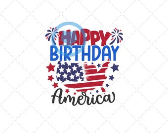 Happy Birthday America PNG: Patriotic USA Digital Design (Instant Download)