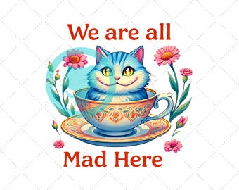 Alice in Wonderland Cat PNG: Mad Hatter Design (Digital Download)