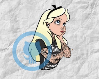 Tattooed Alice, Cute, PNG, Digital Design, Sublimation Design, Crafting Design, Download