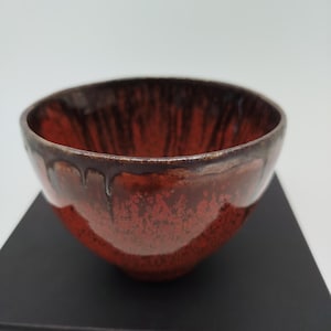Handmade red ceramic bowl / vessel vintage style, unique cup
