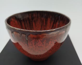 Cuenco/recipiente de cerámica roja hecho a mano, estilo vintage, taza única
