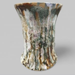 Handmade multicoloured ceramic vase - unique glaze art piece- one of a kind