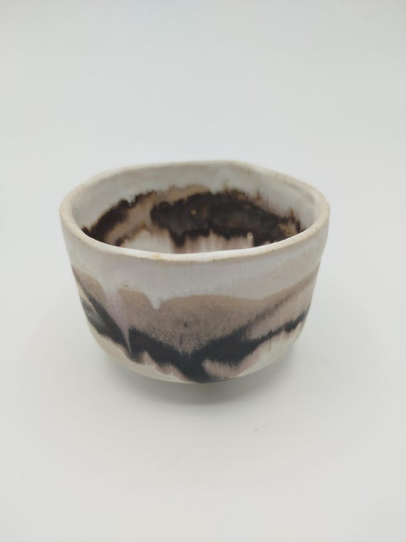Handmade white and black ceramic bowl/ tea bowl/vessel
