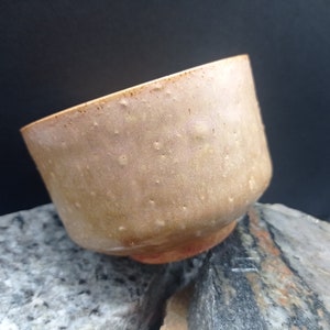 Unique handmade ceramic tea bowl / chawan / matcha bowl / coffee cup/ wabi sabi - salmon/ orange glaze