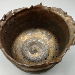 Handmade gold ceramics cup/ bowl/ vessel/ wabi-sabi style