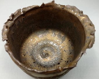 Unique, handmade gold ceramics cup/ bowl/ vessel