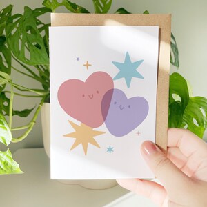 Cute Two Hearts With Sparkles Any Occasion Valentines Anniversary Modern Any Occasion Greeting Card