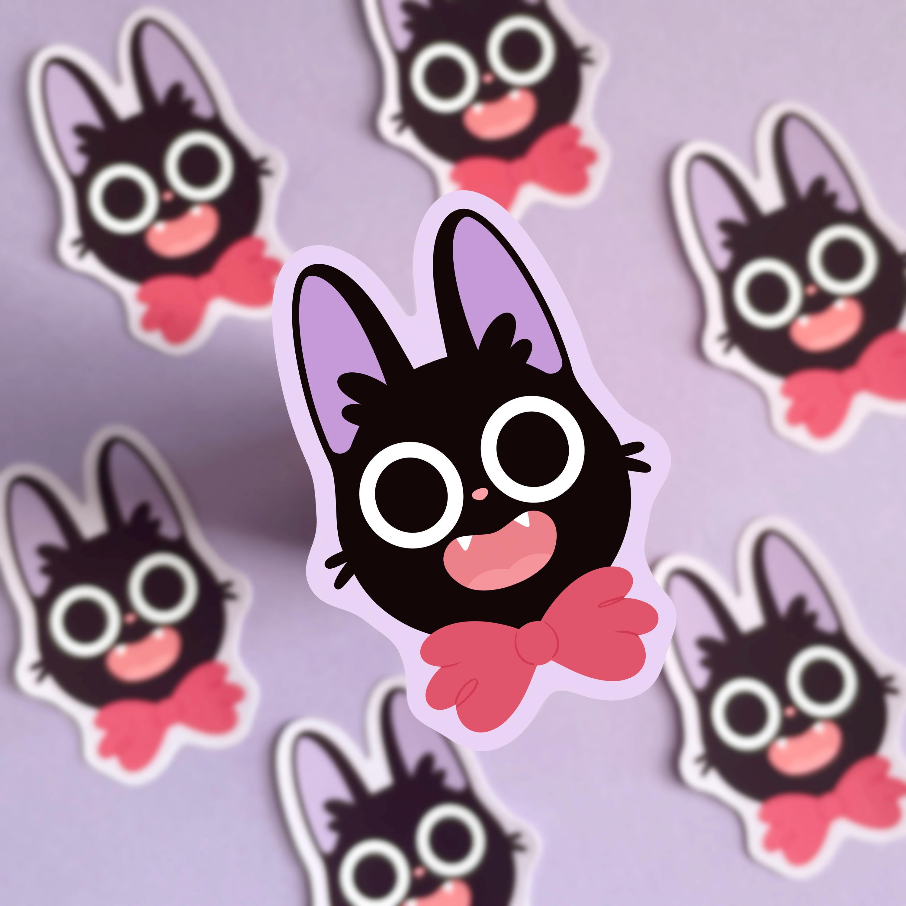 Cute Black Cat Sticker – Glossy Die-cut Vinyl, Magical Anime Character ...