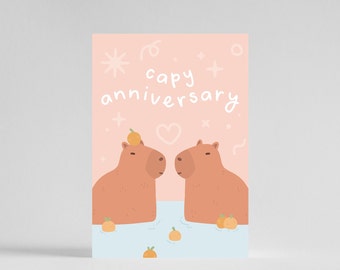 Capy verjaardag Capybara wenskaarten - schattige liefde leuke moderne dieren kaart