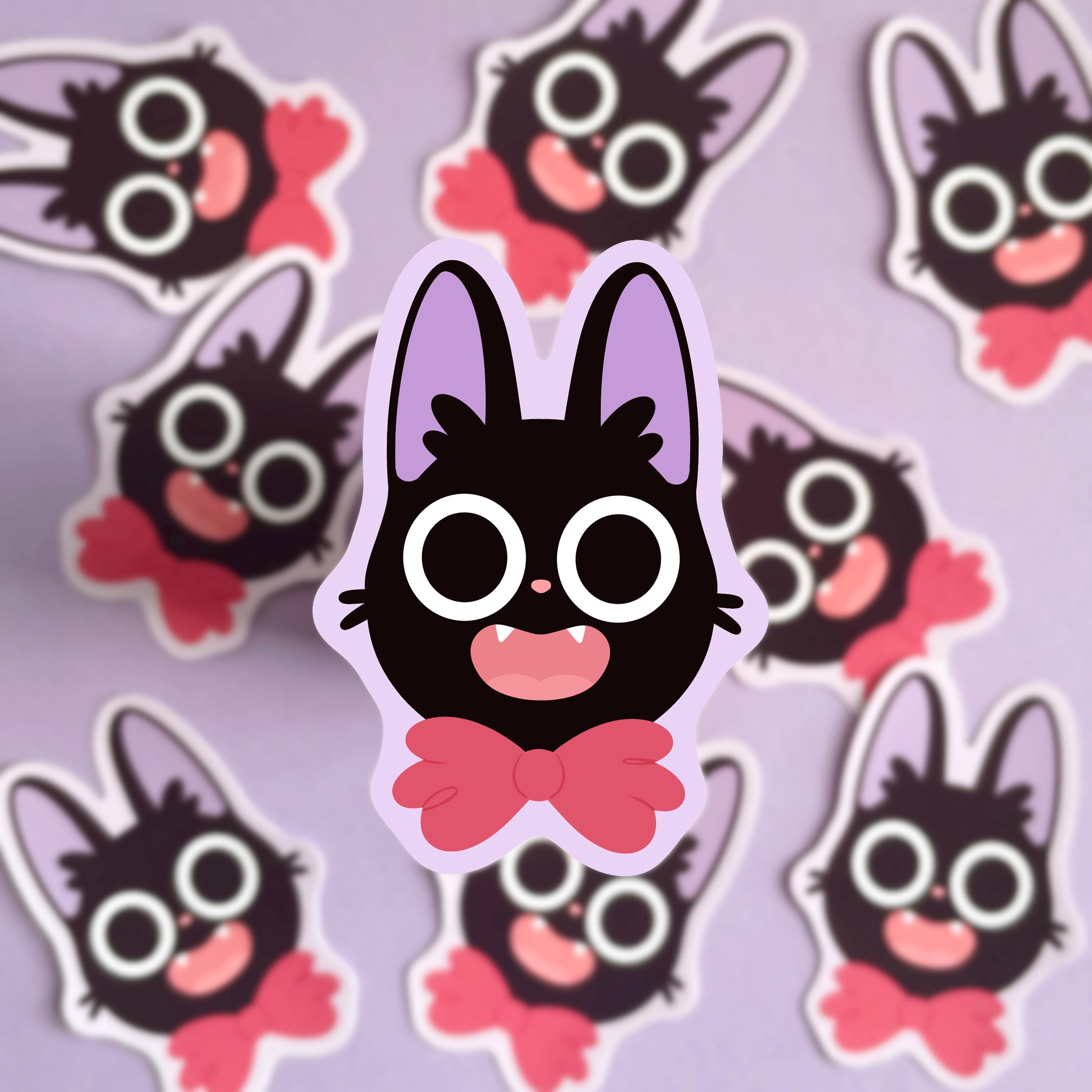 Cute Black Cat Sticker – Glossy Die-cut Vinyl, Magical Anime Character ...