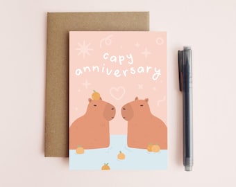 Capy Anniversary Capybara Greeting Cards - Cute Love Fun Modern Animals Card