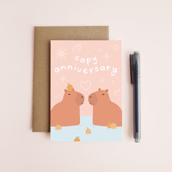 Capy Anniversary Capybara Greeting Cards - Cute Love Fun Modern Animals Card