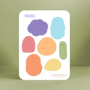 Moods Sticker Sheet - Matte Writable Cute Blobs, Emotion Expression, Gift Ideas For Planner Journal