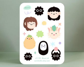 Magical Anime Character Sticker Sheet – Glossy Vinyl Fantasy Spirited Decorations Stickers & Gifts