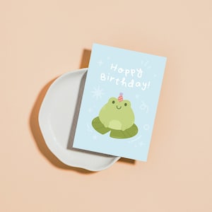 Hoppy Birthday Frog Greeting Card - Cute Fun Modern Funny Cards