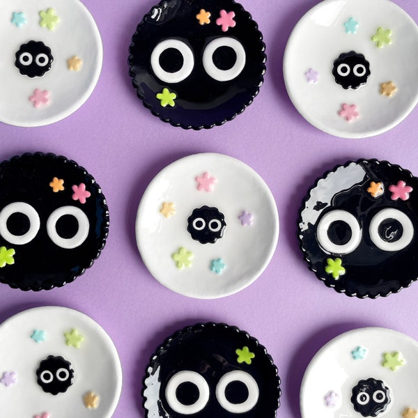 Soots Dust Bunnies Flowers Trinket Tray Dish - Cute Desk Table Decorations, Ring Jewellery Holder