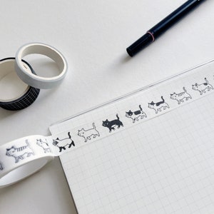 Cat Washi Tape - Cute Kittens Strolling Walking for Scrapbooking, Bullet Journal, Diary, Planner Kawaii Stationery Supplies