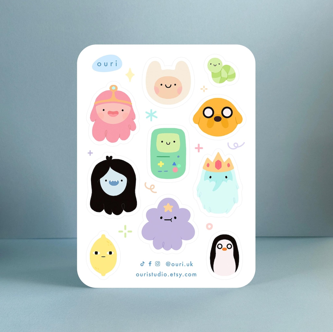 Cute Cartoon Characters Sticker Sheet – Glossy Vinyl Stickers, Fun ...