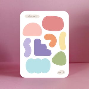 Cute Shapes Matte Sticker Sheet - Adorable Versatile Journal Decor, Journaling Supplies, Gift Ideas For Stationary Lovers