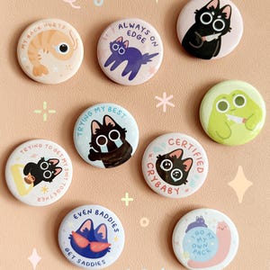 Moody Button Pin Badges: Funny Relatable Button Brooch (37mm)