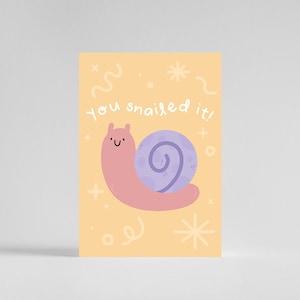 You Snailed It Congratulations Greeting Cards - Cute Fun Modern Funny Snail Card