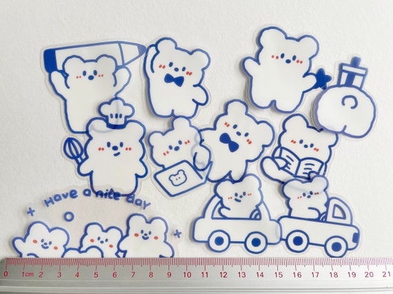 Cute Korean Stickers for Water Bottles, 100pcs/Pack Small Kawaii Stickers,  Vinyl Waterproof Aesthetic Stickers, Kawaii Bear Stickers for Laptop Phone