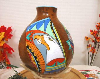 Ojibwe Inspired Decorative Vessel:  Diverse designs & rich colors with a compelling expression of cultural identity and history.