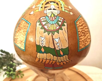 Hand-Painted Kachina Doll Gourd:  The Harvest Celebration Art form renown for celebrating a successful Corn Harvest.