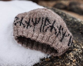 Eolh - Knitted Runes Hat with Icelandic wool