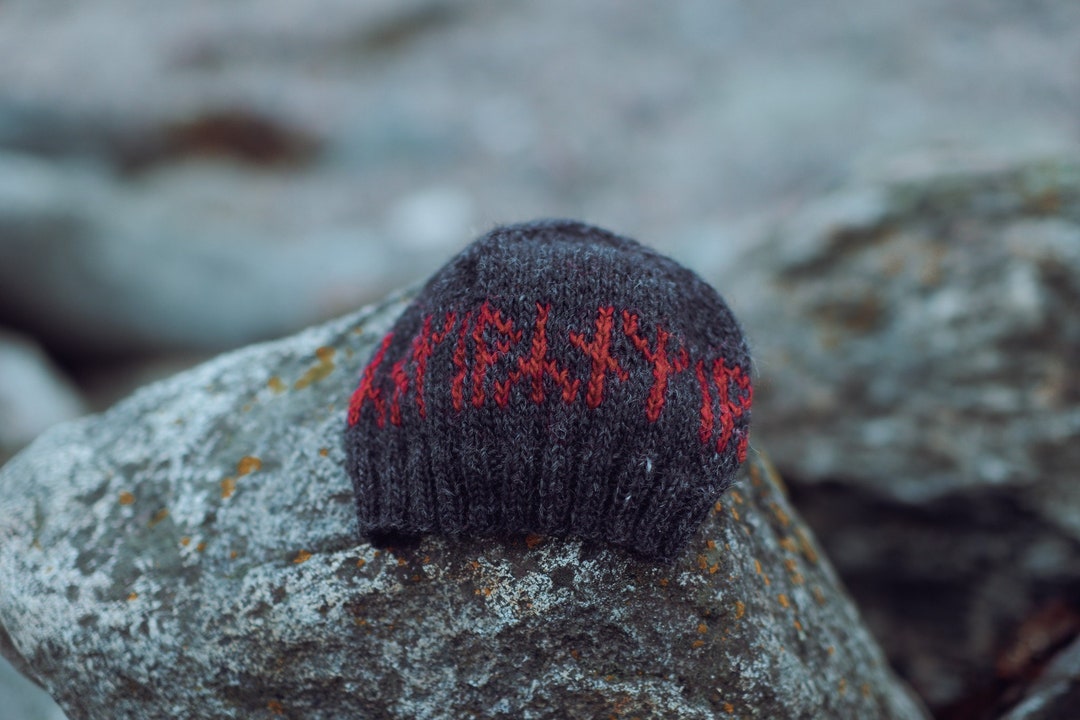 Eolh knitted Runes Hat With Icelandic Wool - Etsy