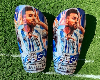 Custom Shin Guards Soccer Messi 3, Lightweight and Unique Designs for Adults and Children, X Small, Small, Medium and Large