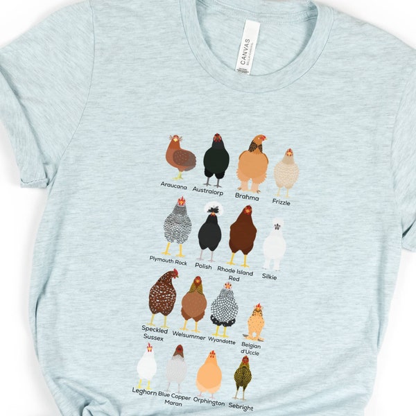 Chicken Breeds/ different kinds of chickens/ chicken lover shirt/ chicken/ funny chicken shirt